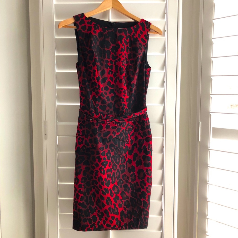 Red leopard print Cache dress, size 2